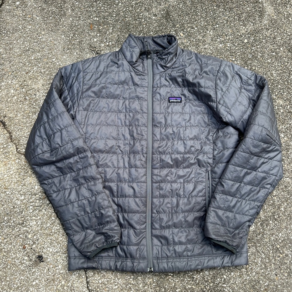 Patagonia Mens Nano Puff Jacket Grey Primaloft Insulated Full Zip Puffer Medium